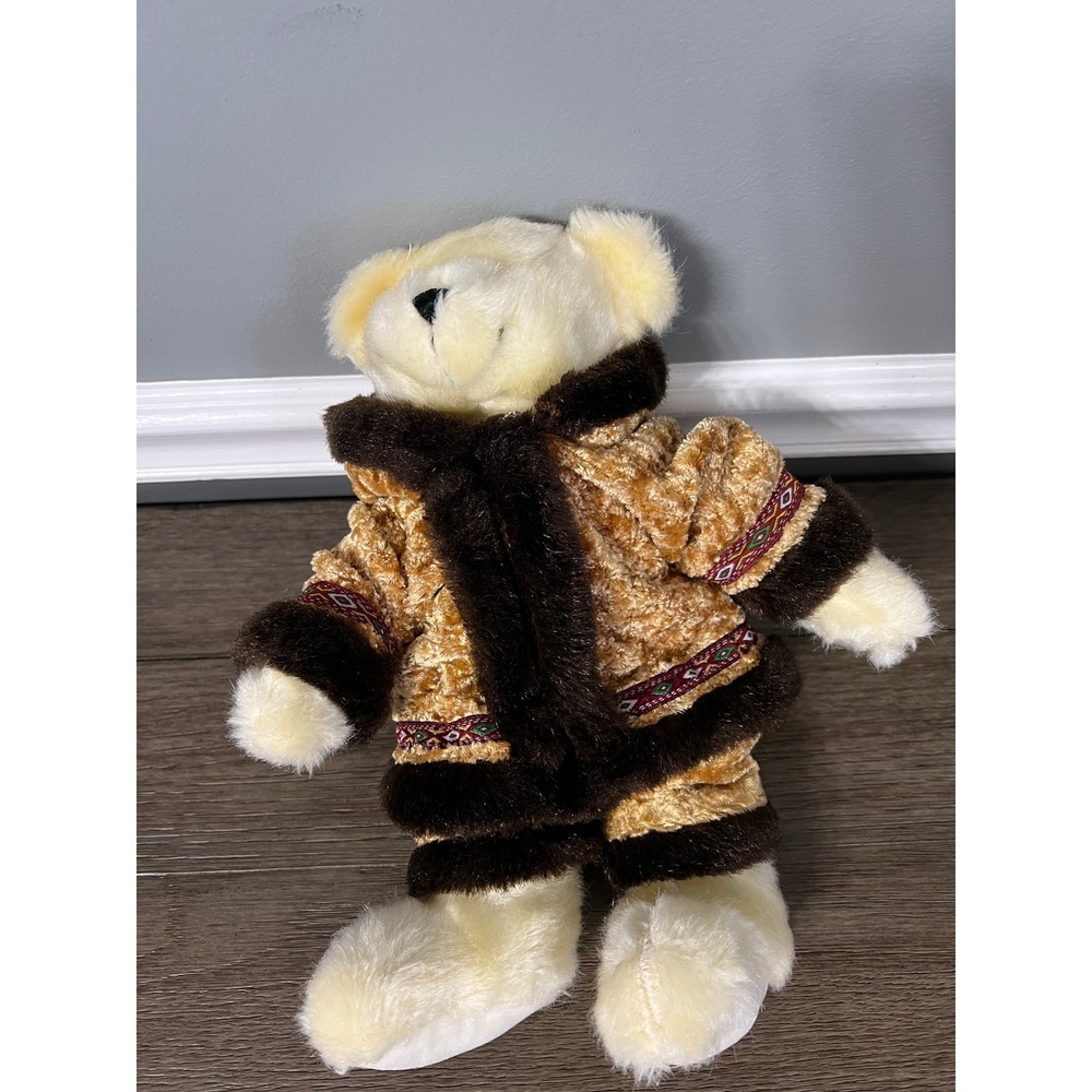 Sugar Loaf Cream Polar Bear Plush in Brown Winter Parka Outfit Stuffed Animal